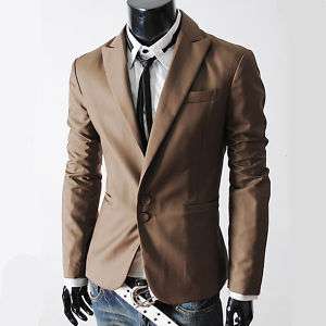 JK10) Mens casual 2 button slim jacket blazer BROWN  