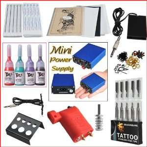  Tattoo Kit Machine Gun Needle 4 Ink Power Grip D129 1243 