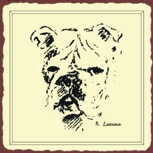   Bulldog Dog Sketch Vintage Metal Animal Retro Tin Sign: Home & Kitchen