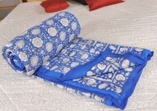 Vintage Quilt Handmade Hand Block Print King Size Indian Bedding New 