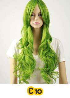   Hair Costume Long Pink Skyblue Violet Green Blue Yellow Red WIG  