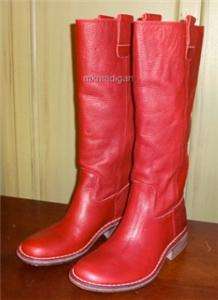 New Red Leather Womens Western Boots Tall Kickers Seventy2 Size 38 NIB 