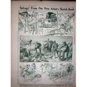   : 1918 WW1 Sketches Sheldon Soldiers Salvage Men Army: Home & Kitchen