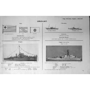  1953 54 Battle Ships Maldonado Miranda Uruguay Flags