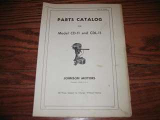 Johnson CD 11 CDL 11 5.5 hp Parts catalog manual  