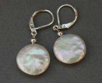 16mm Freshwater Cultured Coin Pearls Earrings LARGE  