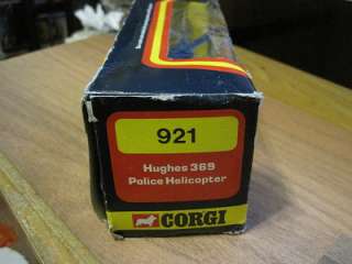 Vintage CORGI  921 HUGHES 369 POLICE HELICOPTER GUC Boxed 1974 Die 