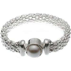    Silver Mesh Magnetic Bracelet with Pearl Clasp: JSP: Jewelry