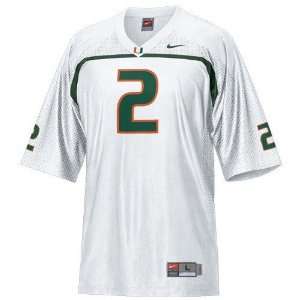 Nike Miami Hurricanes #2 White Tackle Twill Football Jersey:  