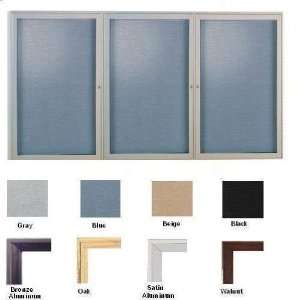 Enclosed Tackable Fabric Board (3 door) Frame: Oak Finish, Size: 48 x 