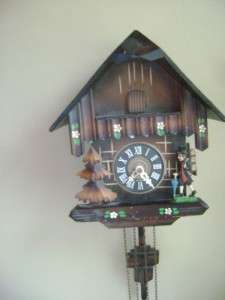 Vintage Black Forest Cuckoo Clock German Figures Man w/Umbrella & Top 