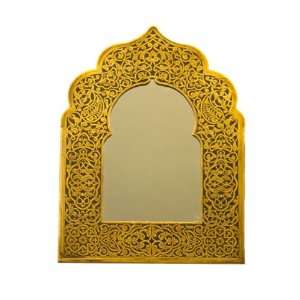   Islamic Style Arabesque Brass Mirror (10H x 7W)