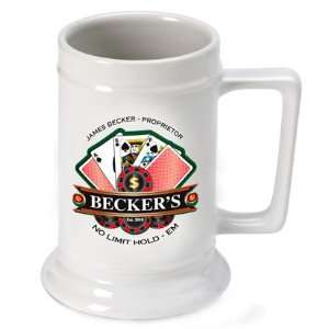   Favors Personalized 16 oz. Poker Beer Stein: Health & Personal Care