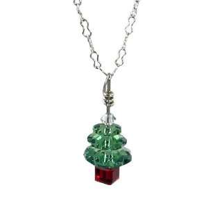    Swarovski Crystal Christmas Tree Necklace   20 Inch Jewelry