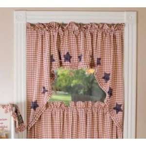 Liberty Red Check Stars Window Swag: Home & Kitchen