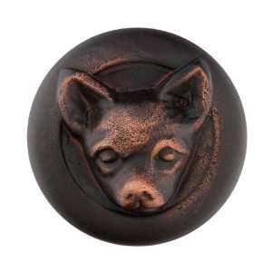 Emtek 86107 Oil Rubbed Bronze   Chihuahua 1 1/4 Solid Brass Dog Cabin