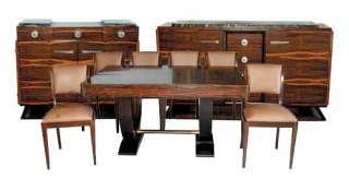 Pc Superbly Grained Rosewood Art Deco Dining Suite  