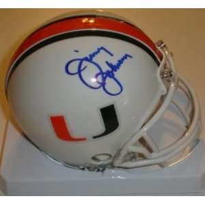  Jimmy Johnson Signed Miami Canes Mini Helmet Sports 