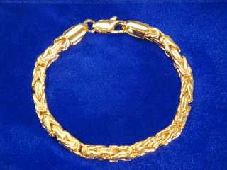 NEW 14K GOLD GP 6mm BYZANTINE 7.5 BRACELET WRIST CHAIN SHIPS FREE 