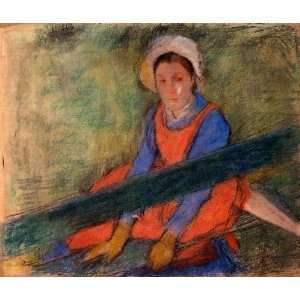  Oil Painting: Woman Seated on a Bench: Edgar Degas Hand Painted 