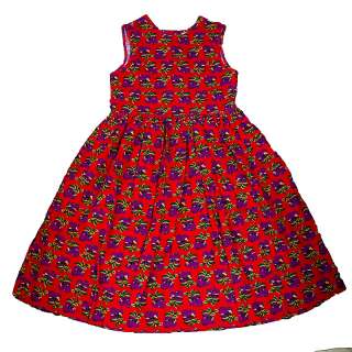 Kellys Kids Red Corduroy Sleeveless Dress w/grapes 10  