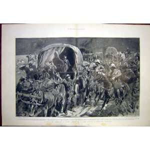  Boer War Infantry Attack Convoy Soldier Old Print 1901 