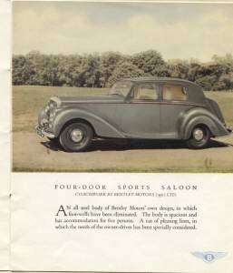 1931 Bentley Mark VI Sales Brochure  