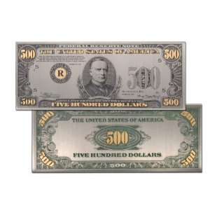   Gold Plated $500 Replica Bank Note with .925 Silver 