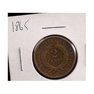  UNITED STATES 1865 2 CENT PIECE MOST OF MOTTO VISIBLE 