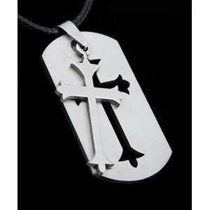  Mens Dogtag Cross Necklace 