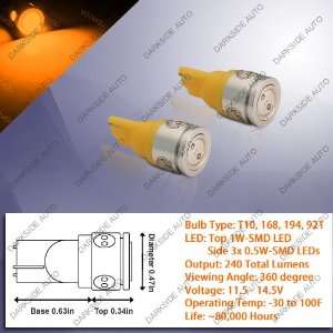  LED Bulbs (120 degree view / Top: 1W / Side: 3x 0.5W)   Pair (T10 
