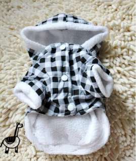 Pet Dog Puppy Apparel Warm Coat Black&White Check Bunny Clothes Winter 