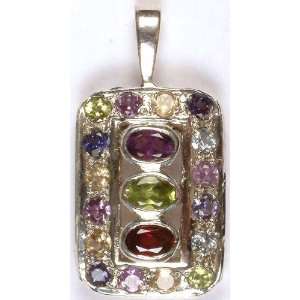  Fine Faceted Gemstone Pendant   Sterling Silver 