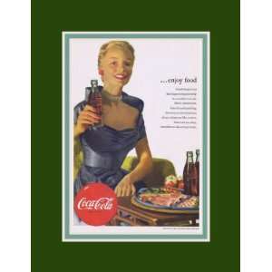   : 1952 Coke enjoy food lady with bottle Vintage Ad: Everything Else