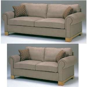   Contemporary Brown Microfiber Loveseat Sofa Couch Set