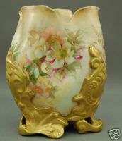 DIVINE Doulton Burslem Gilt/Floral Vellum(?) Vase WOW  