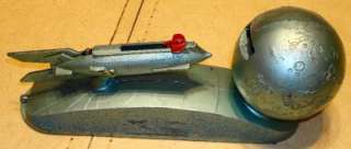 Vintage 1950s STRATO BANK Mechanical Rocket Ship and Moon VG F Working 