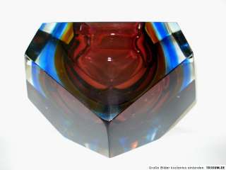 Unique ! Giant ! 5000 grammes! Murano Sommerso Faceted Art Glass Bowl 