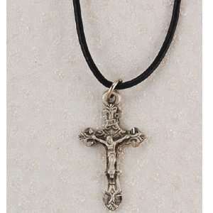 Hand Engraved New England Pewter Medal Crucifix Cross Medal on a 18 