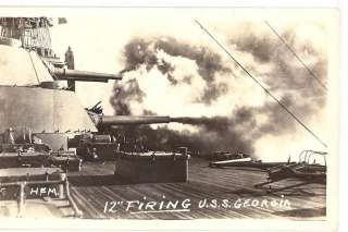 USS Georgia 12 Guns Firing Real Photo Postcard  
