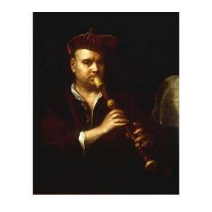  Portrait of a Man Playing a Recorder Premium Giclee Poster 