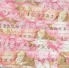 c83 rubber stamped french script muslin Paris pink flowers handmade 