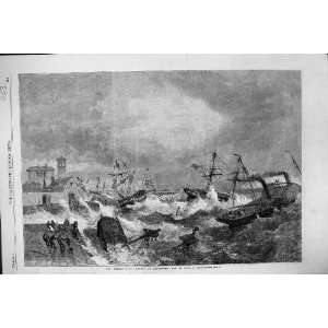  1861 STORM SEA GALE SHIP WRECKS KINGSTOWN BAY DUBLIN IRELAND 