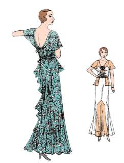 T3946   1930s Evening Gown With Cascades  