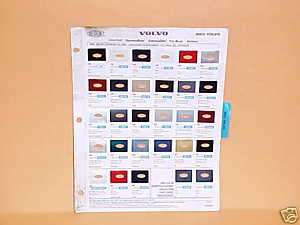 2002 VOLVO EXTERIOR PAINT CHIPS COLOR CHART GUIDE BOOK  