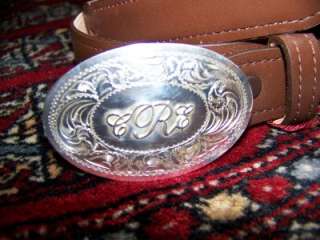 Max Lang Brown Leather Belt, Sterling Silver Buckle CRE  
