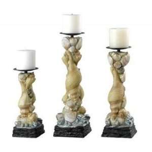  Set of Three Sand Seashell Candle Holders