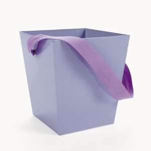 Lilac Cardboard Bucket With Ribbon Handle: 6 Count:  