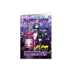 40th Birthday Card   Champagne Rag Doll Card