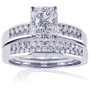   Radiant Cut Diamond Wedding Rings Set Pave: Fascinating Diamonds